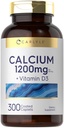 비타민 D3를 가진 Carlyle 칼슘 1200mg | 300의 모자 | Non-GMO, 글루텐 없음, 및 채식주의자