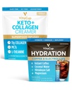 VitaCup Hydration 즉시 커피는 w/Electrolytes, 코코넛 물, 중간 로스트 18ct & Keto + Collagen 바닐라 커피 크림 w/슈퍼 푸드 & MCTs, 10 oz를 찌릅니다