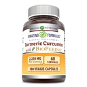 놀라운 수식 심황 쿠르쿠민 바이오페린 보충 | 2250 Mg per 서빙 | Veggie Capsules | Non-GMO | Gluten-Free | Made in USA (1 Pack, 180 Count)