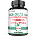 Satoomi Tongkat Ali Root Extract 200 : 1-9 Ashwagandha, Tribulus Terrestris & More - 지원 강도, 에너지 및 건강한 면역성이 - 60 Vegan Caps 2 개월 공급