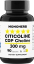 MONOHERB Citicoline CDP 콜린 캡슐 당 300 mg - 90 채식 캡슐