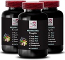Berry Superfoods - RESVERATROL COMLEX - Acai Berry Boost, Goji Berry Shine, Elderberry 힘, Pomegranate 에너지, 포도 피부 힘, Hydration 균형, 매일 지원 3 병 180 캡슐