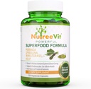 NutreeVit 100 % 유기 강력한 Superfood Formula - Moringa, Spirulina, Wheatgrass 및 Kelp - 90 카운트 병이있는 면역 시스템 부스터 에너지 약