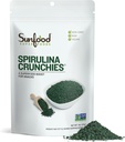 Sunfood Superfoods Spirulina Crunchies - 블루 그린 조류, Spirulina 정제, 엽록소 에너지 비트, 익지않는 Vegan 조류 보충, 비 GMO - 4 oz 부대