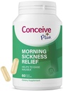 CONCEIVE PLUS Morning Sickness Relief - 순수한 말린 생강 분말 - Nausea, Motion & Stomach Discomfort의 완화 임신 중 - 기대 엄마를위한 필수 - Non-GMO - 60 Vegan 캡슐