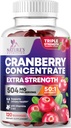 Cranberry Gummies 50 : 1 크랜베리 추출물 - 25,000mg으로 제작 된 Urinary Tract 지원, Cleanse & Protect, Cran Berry Gummy Supplement + 비타민 C, 여성을위한 Chewable Cran 알약 - 120 Gummies