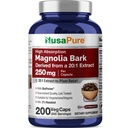 NusaPure Magnolia Bark 20 : 1 추출물, 5,000mg 200 Vegan Vegetarian 캡슐 비 GMO와 250mg