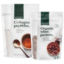 Natural Force Clean, Grass Fed Collagen Peptide + Chocolate Organic Whey Protein Bundle – 유기, 비 GMO Whey Protein & Hydrolyzed Type I 및 III Collagen - 15.2 Ounce Bag 및 11.7 Ounce Bag