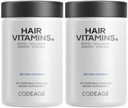 Codeage 머리 비타민 10000 mcg Biotin, Keratin, 교원질, 비타민 A, B12, C, D3, E, 아연, 심황, Probiotics, 효소, Inositol - 머리 관리 지원 - 건강한 머리 보충교재 알약 - 2 팩