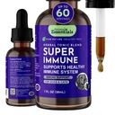 개 및 고양이를위한 동물 필수 슈퍼 면역 - 면역 체계 지원 보충교재, Echinacea, Eleuthero, 올리브 리프 추출물, 액체 드롭 - 1 Fl Oz