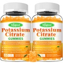 2 팩 칼륨 구연산염 Gummies – 근육 건강을 위한 높은 힘 칼륨 보충교재, 다리 주름 기복, Electrolyte 균형 – Vegan, 비 GMO, 글루텐 자유로운, 주황색 풍미, 120 조사