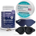 잠 뭉치: 3D 가벼운 차단 잠 가면, Melatonin+ 빠른 용해 Melatonin는 Tensed 다리 & 단단한 근육, 4oz 크림을 위한 60의 캡슐 및 마그네슘 몸 버터를 보충합니다