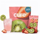 Cure Hydration | 식물 기반 전해질 음료 믹스 | 추가 설탕 | FSA-HSA | 코코넛 워터로 만든 탈수 릴리프 파우더 | 비 GMO | Vegan | 파우치 14 Packets - Strawberry Kiwi