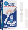 MED PRIDE 나비 테이프 폐쇄 Wound 폐쇄, Sterile Hypoallergenic 접착제 Non-Stick 패드, 라텍스 - 무료, 100 개의 분류 크기 팩 (대형)