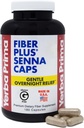 Yerba Prima Fiber Plus Senna Capsules, 180 Count - Gentle Overnight Relief, USA Made, Non-GMO, Short-Term Use to Restore Regularity