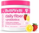Belli Welli Fiber Supplement for Women&Men, 추가된 교원질, Electrolytes&Probiotics, No Bloat, Constipation&Gut 건강 지원 (Strawberry Lemonade)를 가진 유기 Acacia에서 우수한 매일 섬유 분말