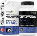 Renew Actives Melatonin 10mg per 서빙 - Sleep Management, Jet Lag 및 수면주기를 재설정하기위한 Deeper, Longer & Ideal을 촉진 - 캐나다 - 180 정제