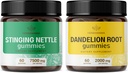 HERBAMAMA 스팅 Nettle 및 Dandelion 키트 - 7500 mg Sting Nettle Root & 2000 mg Dandelion Root Gummies의 번들 - Vegan, Non-GMO, Gelatin-Free - 2 팩