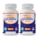Vitamatic 2-Pack 높은 Potency Melatonin 20 mg – 60 빠른 용해 정제 총 패스트 인용 수면 지원 – 천연 베리 맛 | 채식주의