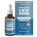 L 메틸 Folate 15mg 플러스 메틸 B12 Cofactor – 유기 베리 맛, 높은 힘 액체 잠수함 활동적인 5-MTHF 모양 - 지원 계류, 메틸화, Cognition – 생물 활성 형태 비타민 B9 & B12 (1oz)