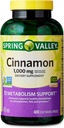 스프링 밸리 Cinnamon 규정식 보충교재, 1000 mg, 400 조사 - 계피 보충교재, 계피 캡슐, 계피 (1의 포장)