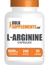 BulkSupplements.com L 아르기닌 캡슐 - 아르기닌 보충, 니트로 산화물 보충 - 글루텐 무료, 서빙 당 8 캡슐 (5000mg), 240 개 (팩 1)