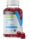 성인 & 청소년을위한 Viteey 비타민 D3 Gummies - 2,000 IU, 50mcg - Sugar Free, Bone, Joint & Muscle Health, Immune Boost - 채식주의 자, 젤라틴 무료, GMO 무료 - 맛있는 체리 맛 거미