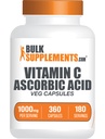 BulkSupplements.com 아스코르브산 캡슐 - 아스코르브산 비타민 C 1000mg, 비타민 C 보충 - Vegan & 글루텐 무료, 서빙 당 2 캡슐, 360 개 (팩 1)
