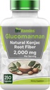 tnvitamins Glucomannan 캡슐 2000 MG - 250 개 | 천연 Konjac 뿌리 섬유 추출 분말 보충 | 수용성, 다이어트, 및 소화 섬유 알약 | 미국에서 생산 | Non-GMO & 글루텐 무료