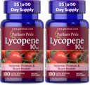 Puritan의 Pride Lycopene, 전립선 및 심장 건강 지원을위한 보충 * 10 Mg Softgels, 100 개 (패치 2)
