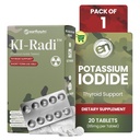 EarthNutri KI-RadiTM 칼륨 Iodide 정제 65 mg – 갑상선 지원, 비상 대비를위한 높은 효능 Iodine 보충 – 포일 포일 포일 물집 물개에 있는 칼륨 보충교재 – 20 정제 (1 팩)