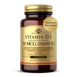 Solgar 비타민 D3 Cholecalciferol 250 MCG 10000 IU Softgels는 건강한 뼈 이 면역 체계 지원 비 GMO 글루텐, 낙농장 자유로운 서빙, 180 조사를 유지합니다