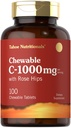 Carlyle Vitamin C Chewables | 1000mg | 100 정제 천연 오렌지 맛 | 채식주의, 비 GMO 및 글루텐 무료 보충 | 타호 영양