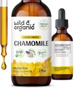 야생 & 유기 Chamomile Tincture - Relaxing & Calming Chamomile Supplement - 액체 꽃 추출물 드롭 - Vegan, Sugar & Alcohol-Free - 2 fl oz