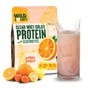 WILD SOCIETY - 명확한 Whey Protein + Electrolytes - Whey Protein Isolate Powder - 20g Protein, 0 Sugar 추가, GMO-Free, 천연 향 및 색상 - 감귤  펀치, 16 oz