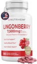 Urinary Tract를 위한 Lingonberry 분말 7500mg, 혈액 순환, Gut 건강, 눈 건강, 산화 방지제 지원 - 순수한 5:1 비율 & 180 Veggie 캡슐 - 비 GMO, 글루텐 자유로운, Vegan-Friendly 보충교재