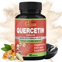 유기 Cadane Quercetin 추출물 캡슐, 90capsules, Quercetin, Turmeric Curcumin, Berberine, Nettle, 검정씨 분말, 까만 고추를 가진 3 달 공급.