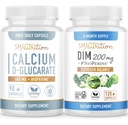 SMNutrition 200mg DIM은 칼슘 D-Glucarate로 보충합니다 | DIM Diindolylmethane 캡슐 (120 서빙)와 Vegan Gluten 무료 Non-GMO CDG 보충교재 (90 서빙)를 가진 호르몬 균형을 잡는 뭉치