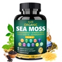 Bualle Irish Sea Moss Capsules – Organic Sea Moss, Black Seed Oil, Bladderwrack, Ginger & Burdock Root와 Ashwagandha Supplements - 매일 웰빙, 피부 및 에너지 지원 - 150 캡슐 (1 팩)