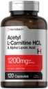 Horbäach Acetyl L 카르니틴 HCL & 알파 Lipoic 산 1200mg | 120 캡슐 | ALC ALA Complex | 비 GMO & 글루텐 무료 보충