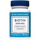 비타민 Shoppe Biotin 5,000MCG, 건강한 Vibrant 머리, 건강한 피부 & 강한 못, 에너지 생산 (120의 캡슐)를 위한 영양성 대사 지원