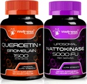 WELLNESS LABSRX Quercetin with Bromelain | Nattokinase 보충교재 캡슐 - 5000 FU - 순수한 일본 Natto 추출물에서 효소