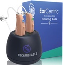 EarCentric EasyCharge 충전식 보청기 (Pair) 수석, Behind-The-Ear BTE 귀 보조 PSAP 디지털 개인 사운드 앰프 제품 장치 소음 취소 (베이지)