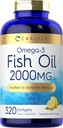 Carlyle Fish Oil Omega 3 보조제 | 2000mg | 320 Softgel | EPA & DHA | 600mg 총 오메가-3 | 비 GMO, 글루텐 무료환