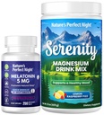 Nature's Perfect Night Melatonin 5mg 빠른 혼합 Berry 200 Count with Serenity Magnesium Powder 15 oz Lemon Raspberry