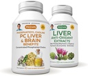 ANDREW LESSMAN PC Liver 및 두뇌 혜택 + Liver Anti-Oxidant Extract Kit : 300 캡슐 (180+120) - Phosphatidyl Choline, 우유 이틀, Artichoke, Curcumin.