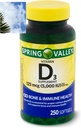 스프링 밸리 비타민 D3 Softgels, Softgel 당 125 mcg, 5,000 IU, 250 조사