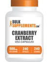 BulkSupplements.com Cranberry Extract Capsules - Cranberry Supplements for Men & Women, Herbal Supplement - Vegan & Gluten 무료, 서빙 당 1 캡슐 (500mg), 240 개 (팩 1)