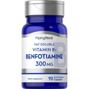 Piping Rock Benfotiamine 300mg | 90 캡슐 | 지방 수용성 비타민 B1 | 비 GMO, 글루텐 무료 보충