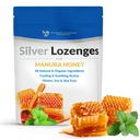 유기 마누카 꿀과 비타민 C를 가진 은 Lozenges - 60 PPM Colloidal 은 무기물 낙하의 All-Natural 나노 은 45-50mcg Immune 체계, Soothe, 차가운 기침 & 목, 24Lozenges